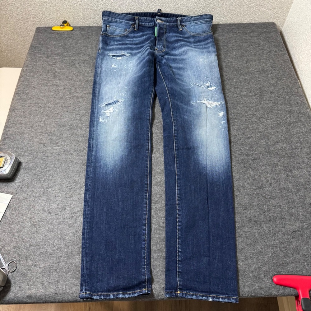 Dsquared2 One Life One Planet Distressed Jeans Blue Denim Mens IT 54 (36x33.5)